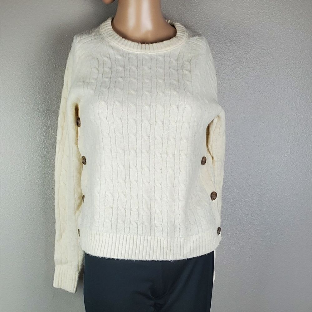 J.Crew Cream Cableknit Sweater   - Picture 2 of 6